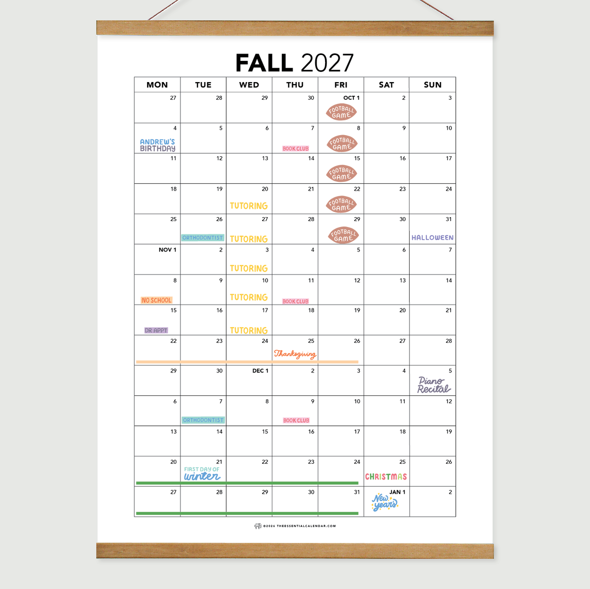 Fall 2027 Calendar