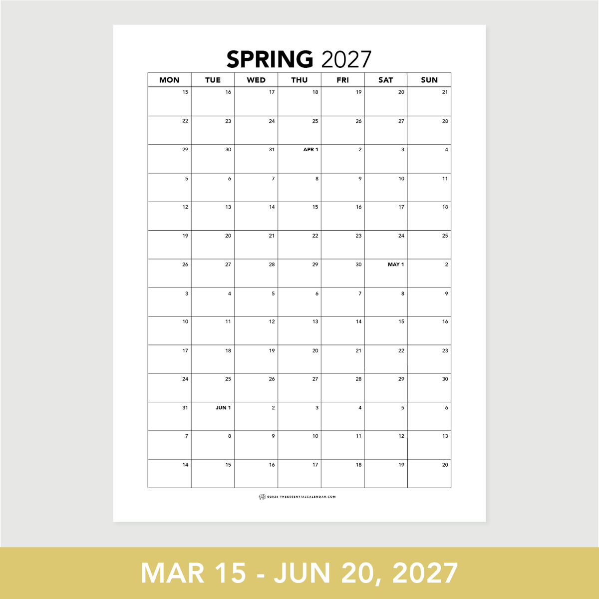 Spring 2027 Calendar