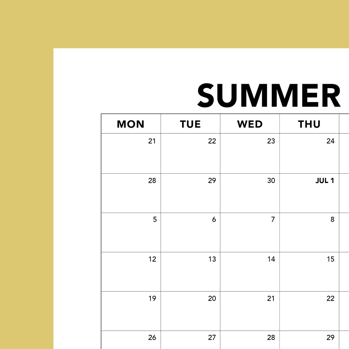 Summer 2027 Calendar