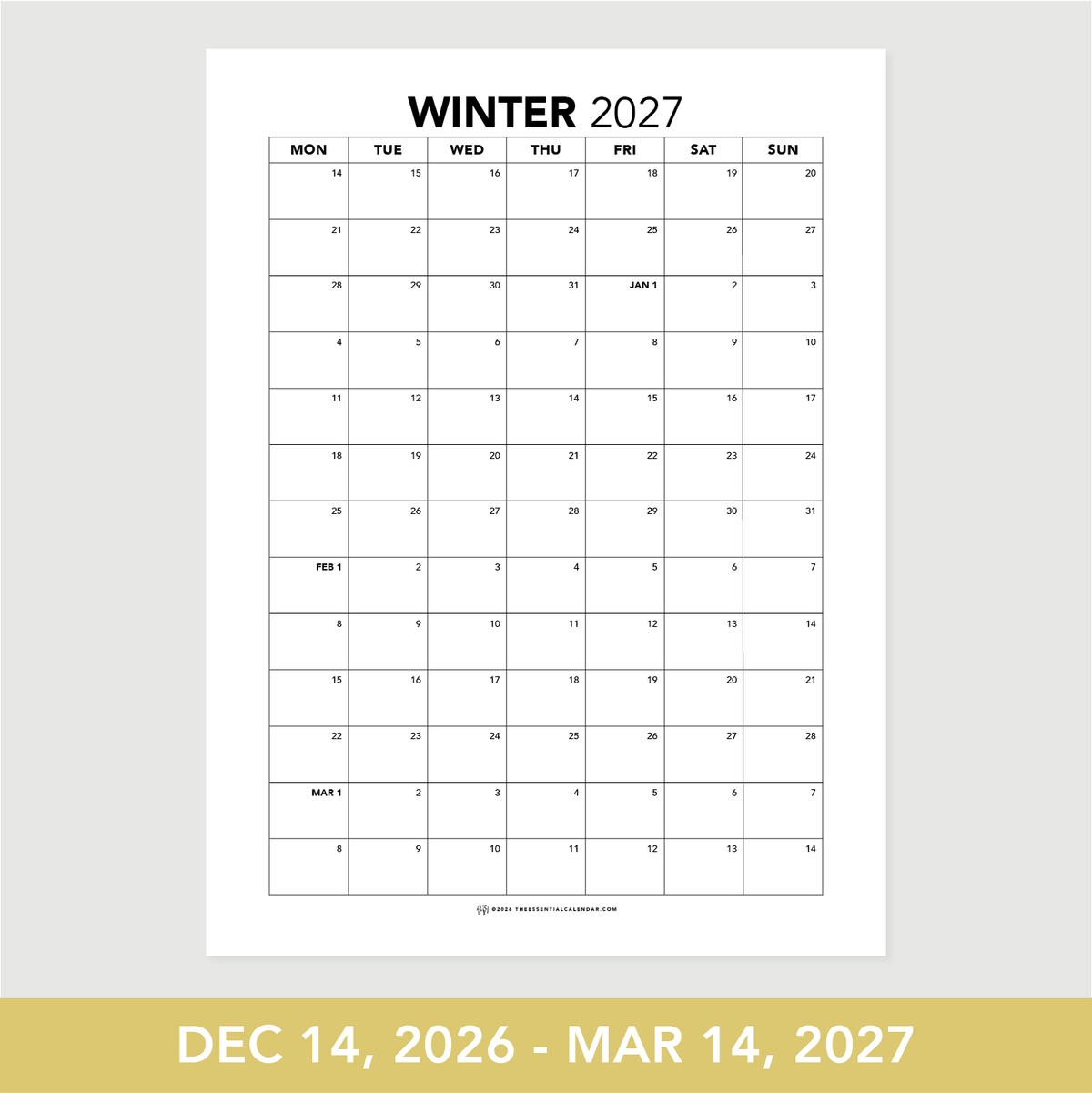 Winter 2027 Calendar