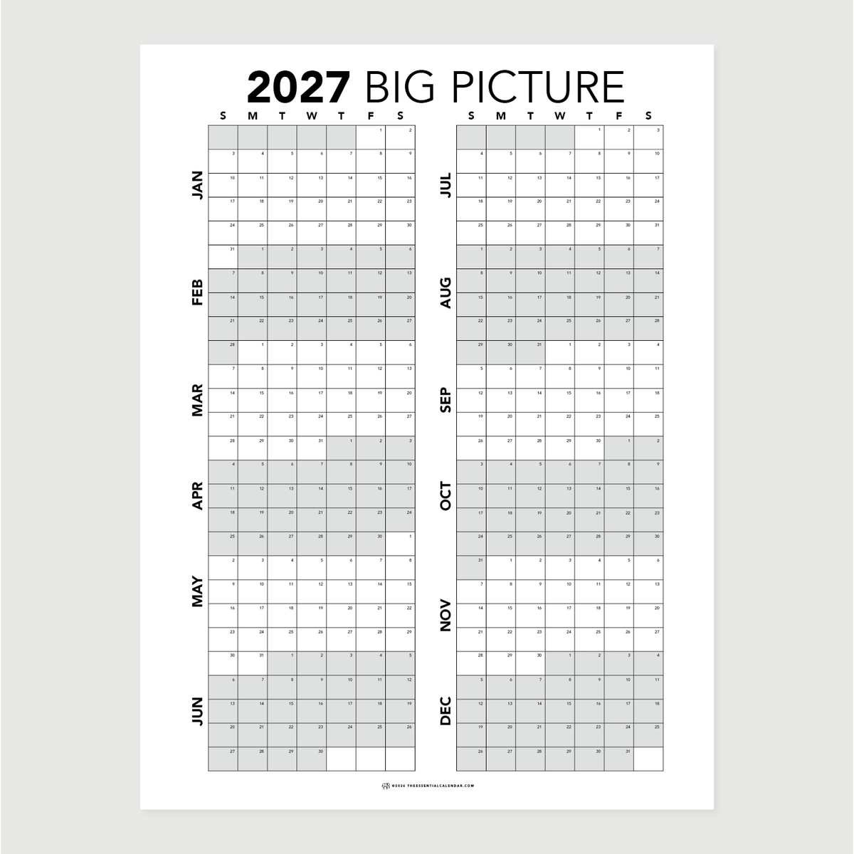 2027 Big Picture Calendar