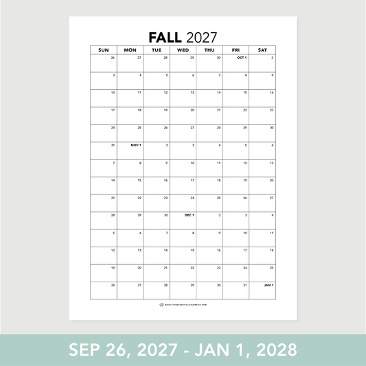 Fall 2027 Calendar