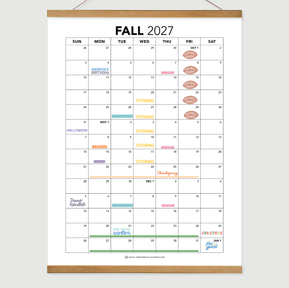 Fall 2027 Calendar