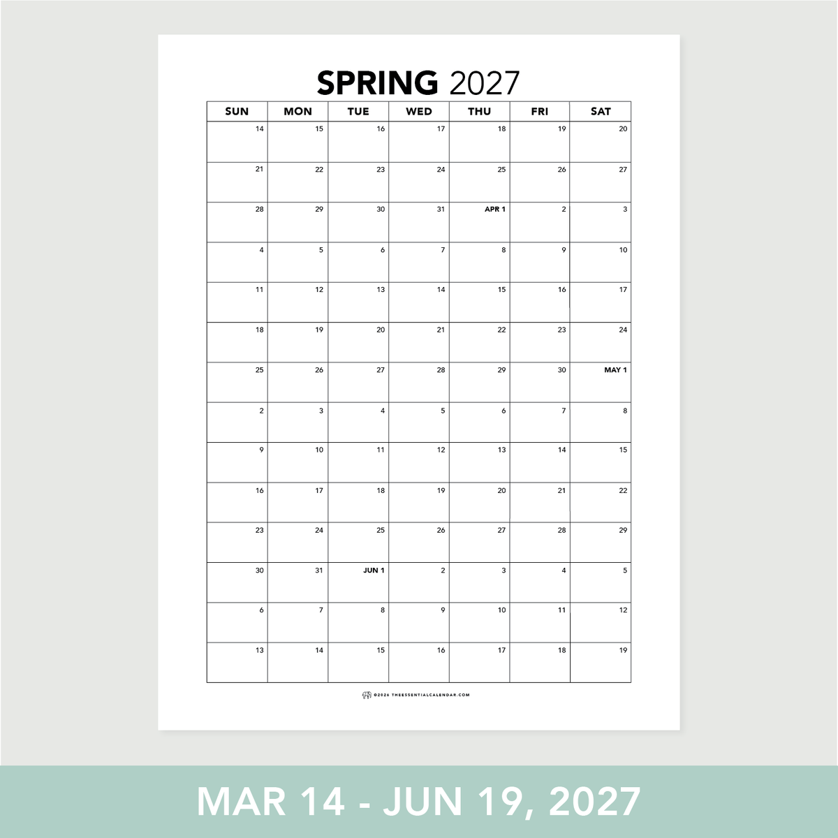 Spring 2027 Calendar