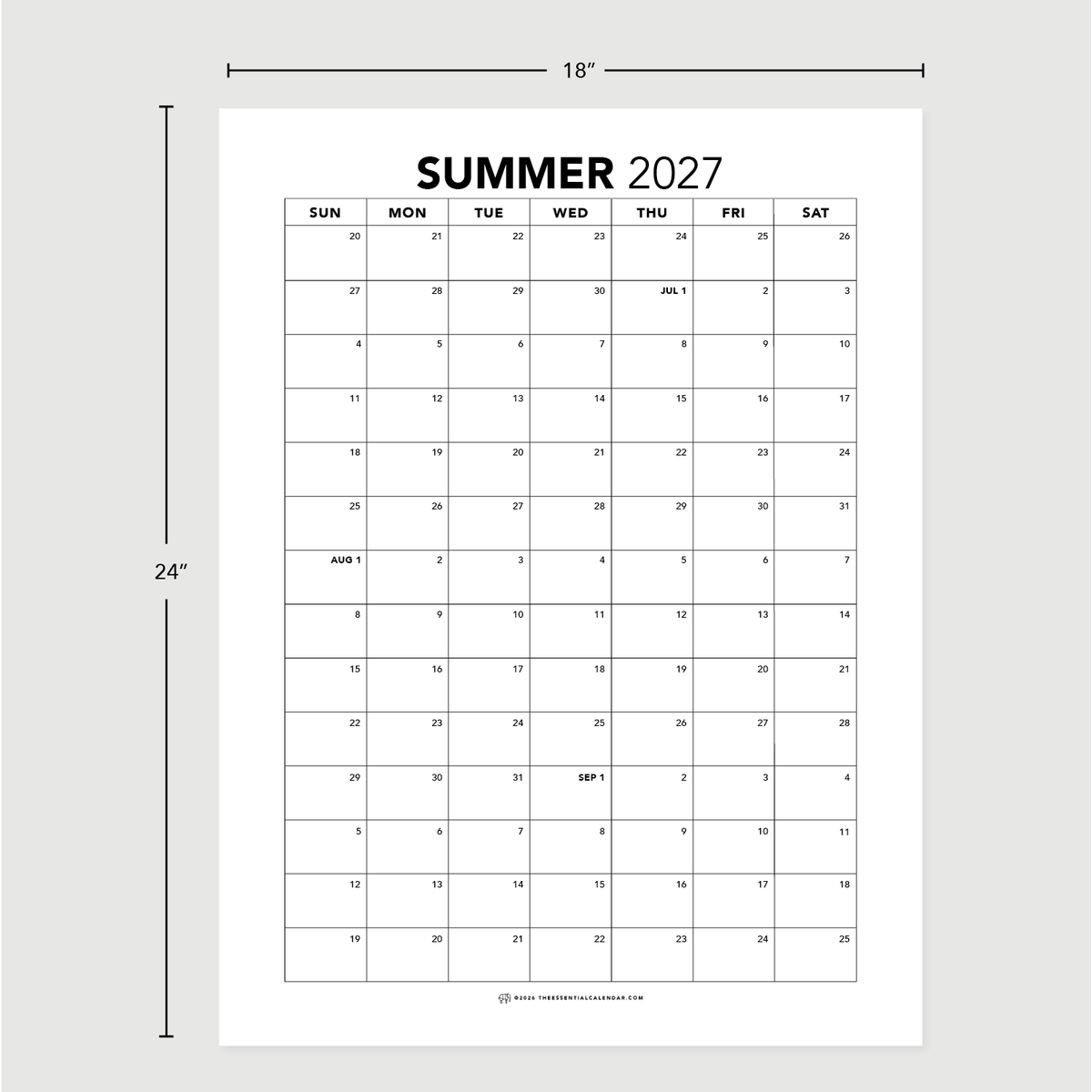 Summer 2027 Calendar