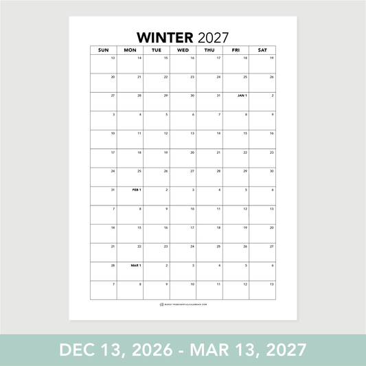 Winter 2027 Calendar