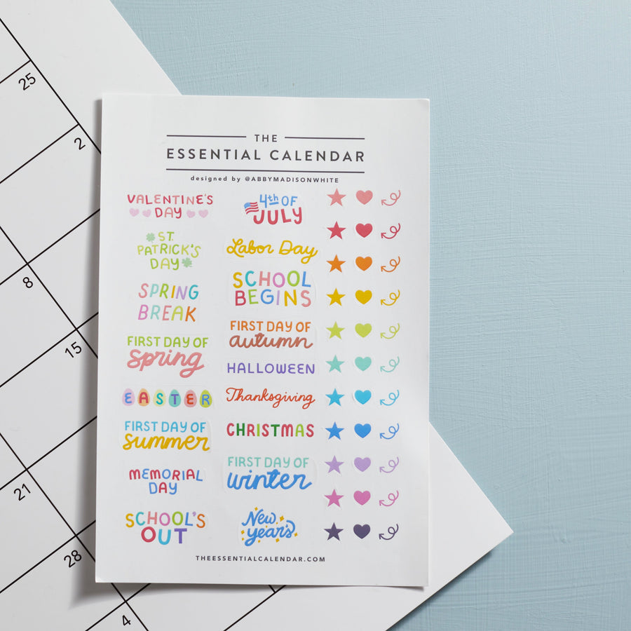 Sticker Sheet The Essential Calendar